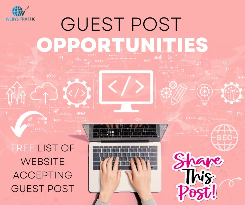 Share Guest Post Opportunity is a pink background